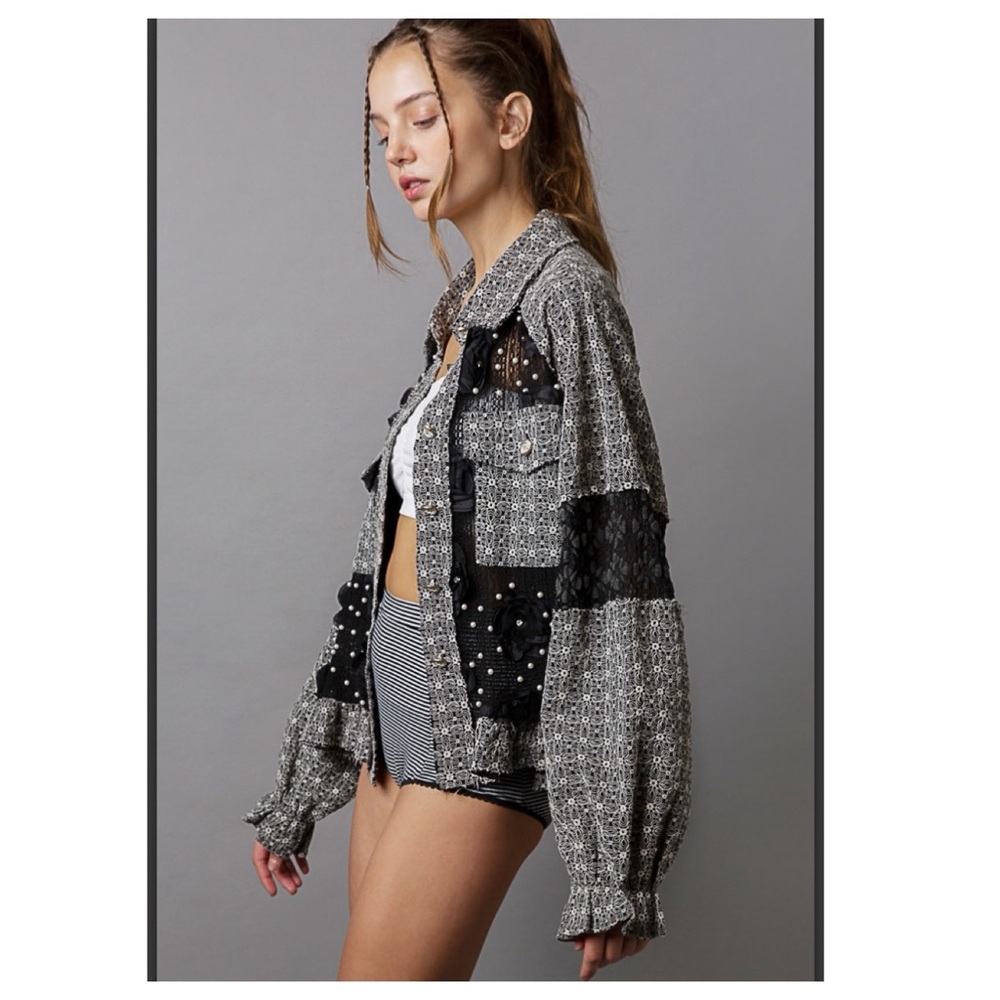 74 1 left ๐บ๐ธPOL lace fabric jacket - Picture 6 of 8